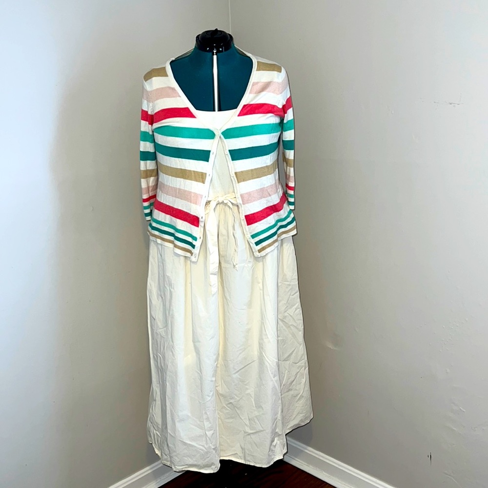 Cotton Midi Dress with Cardigan, 2X